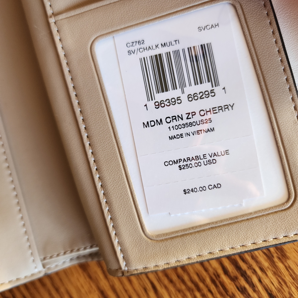 Coach Cherry Print Leather Wallet - White & Red - Picture 4 of 4